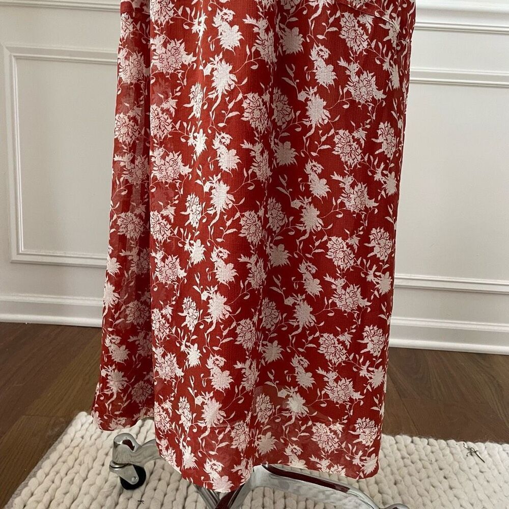 NWOT Rag & Bone Elysse Midi Dress Rust Floral Chiffon $495 XS - Picture 4 of 10